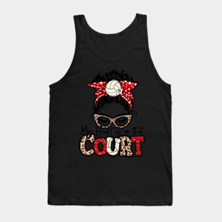 My Heart Is On That Court Volleyball Leopard Volleyball Mom Tank Top